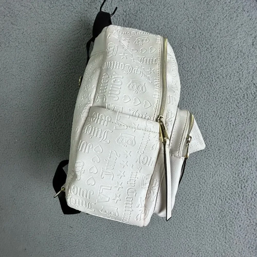Juicy Couture White/Ivory Embossed Logo Backpack
